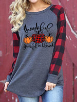 Load image into Gallery viewer, Women&#39;s Thanksgiving Thanksful Grateful And Blessed Printed Patchwork Christmas Sweatshirt
