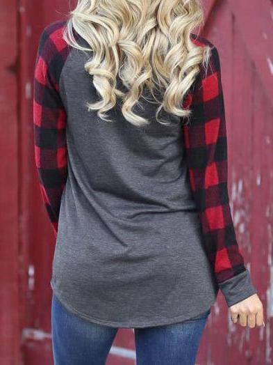 Women's Thanksgiving Thanksful Grateful And Blessed Printed Patchwork Christmas Sweatshirt