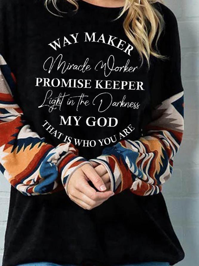 Women's Waymaker Miracle Worker Promise Keeper Light In The Darkness My God That Is Who You Are Diamond Print Top