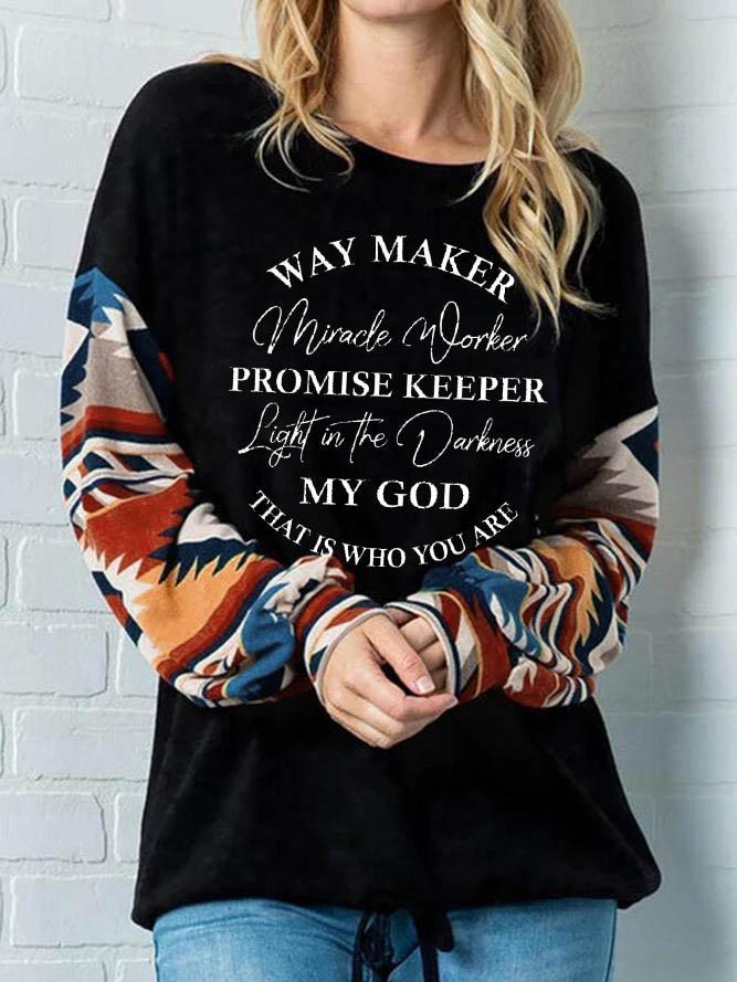 Women's Waymaker Miracle Worker Promise Keeper Light In The Darkness My God That Is Who You Are Diamond Print Top