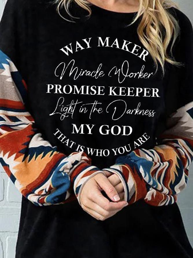 Women's Waymaker Miracle Worker Promise Keeper Light In The Darkness My God That Is Who You Are Diamond Print Top