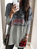 Load image into Gallery viewer, Women&#39;s Coffee Gets Me Started Jesus Keeps Me Going Print Long T-Shirt
