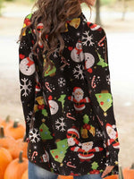 Load image into Gallery viewer, Ladies Christmas Santa Snowman Snowflake Print Cardigan
