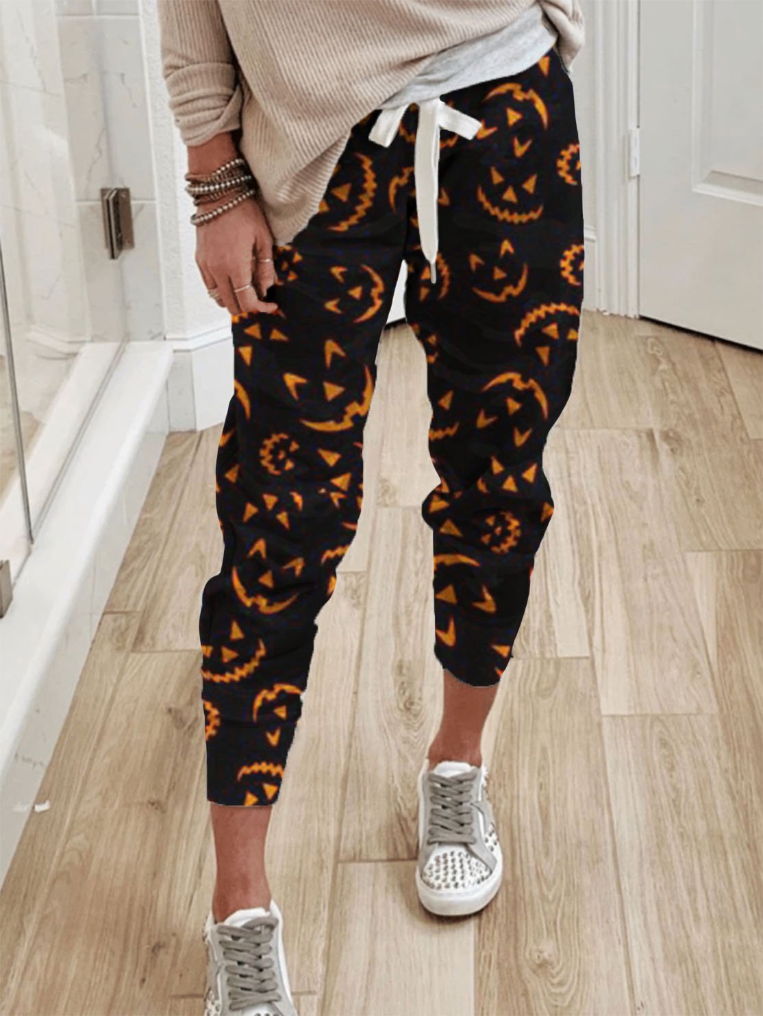 Women's Halloween Face Print Casual Pants