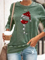 Load image into Gallery viewer, Women&#39;s Christmas Wine Glass Print Sweatshirt
