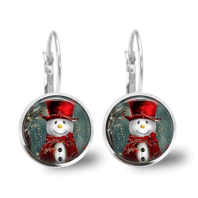 Christmas snowman time gem earrings