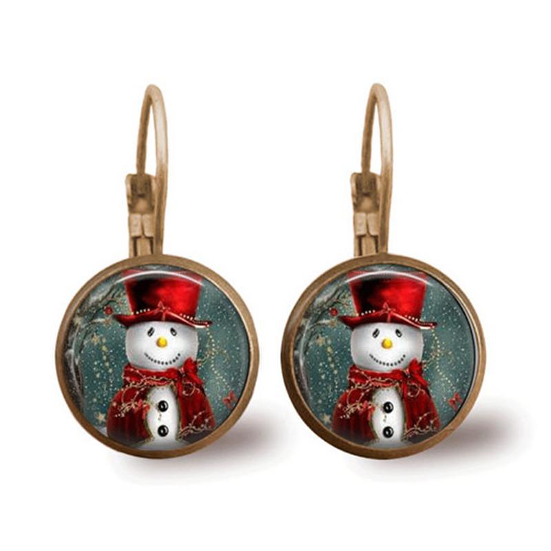 Christmas snowman time gem earrings