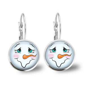 Long nose snowman time gem earrings