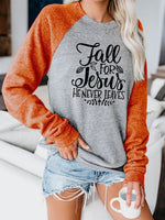 Load image into Gallery viewer, Fall For Jesus He Never Leaves Contrast Sweatshirt
