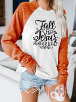 Load image into Gallery viewer, Fall For Jesus He Never Leaves Contrast Sweatshirt
