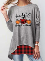 Load image into Gallery viewer, Women&#39;s Thanksgiving Day Thankful Grateful And Blessed Printed Plaid T-shirt
