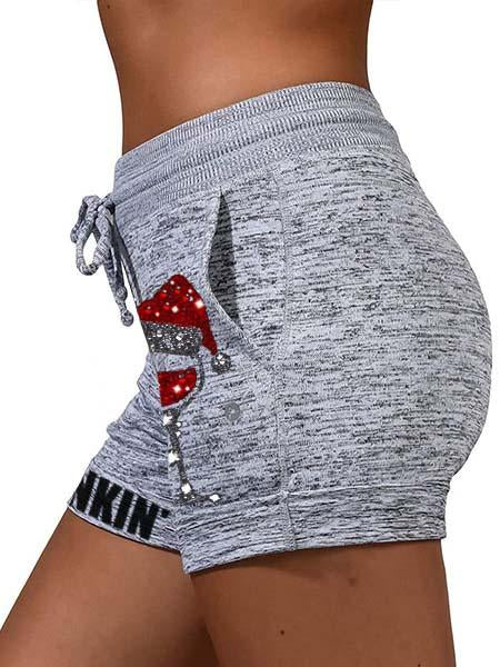 Day Drinkin' Christmas Red Wine Glass Print Casual Shorts