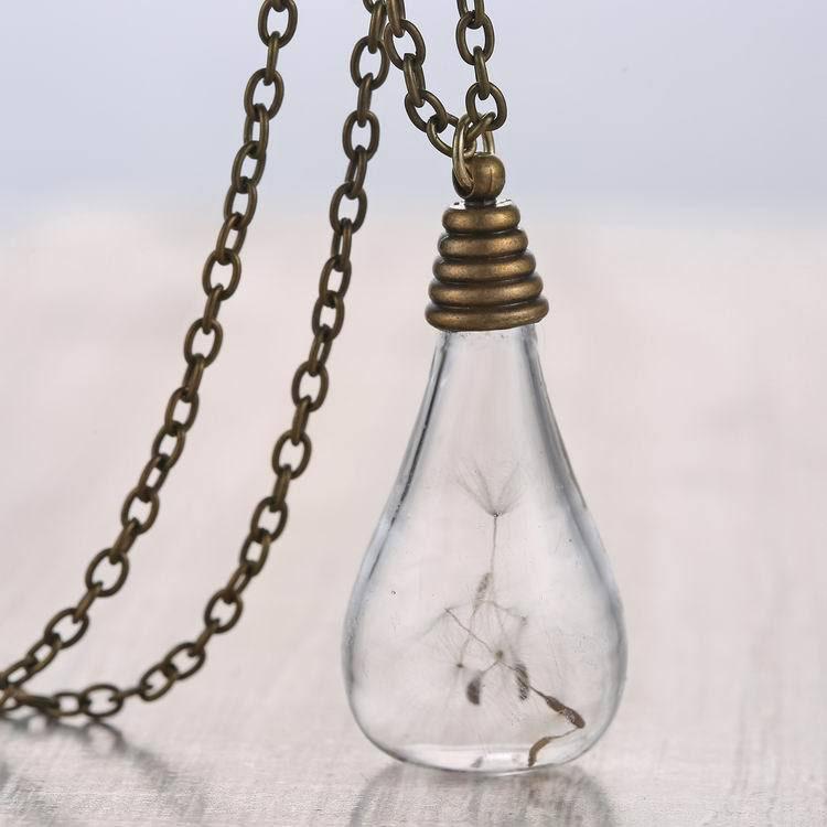 Vintage Bulb Dandelion Faith Necklace