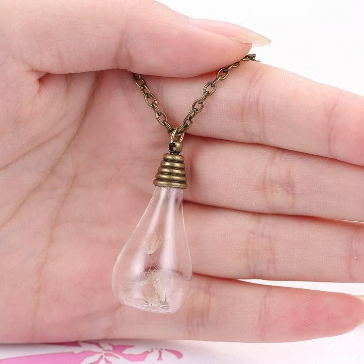 Vintage Bulb Dandelion Faith Necklace
