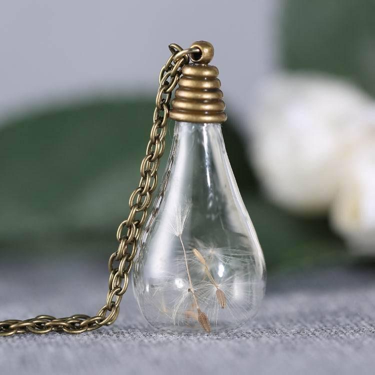 Vintage Bulb Dandelion Faith Necklace