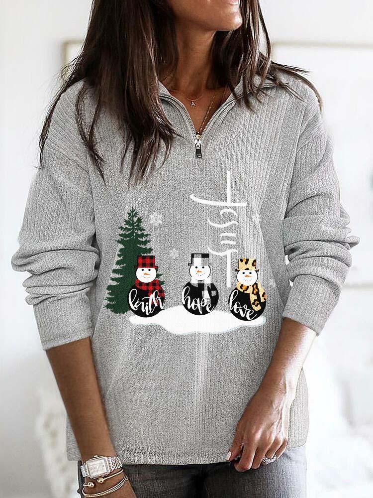 Women's Faith Hope Love Print Zip Top