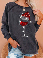 Load image into Gallery viewer, Christmas Red Wine Glass Print Cozy Sweatshirt
