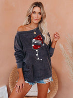 Load image into Gallery viewer, Christmas Red Wine Glass Print Cozy Sweatshirt
