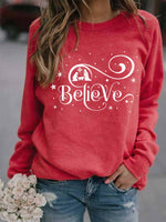 Load image into Gallery viewer, Ladies Christmas Believe Print Sweatshirt
