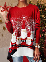 Load image into Gallery viewer, Santa Print Christmas Long Sleeve T-Shirt
