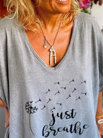 Load image into Gallery viewer, Women&#39;s Dandelion Faith JUST BREATHE Printed Cotton And Linen Dress
