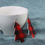 Load image into Gallery viewer, Women&#39;s Christmas Tree Check Leather Earrings
