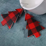 Load image into Gallery viewer, Women&#39;s Christmas Tree Check Leather Earrings
