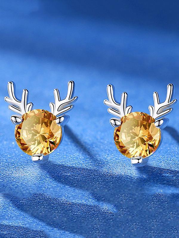 Rhinestone Reindeer Earrings Christmas Accessory