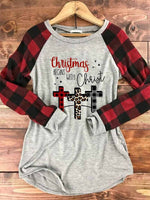 Load image into Gallery viewer, Women&#39;s Christmas Begins With Christ Cross Print T-shirt

