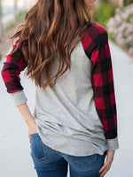 Load image into Gallery viewer, Women&#39;s Merry Christmas Plaid Long Sleeve Top
