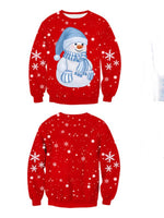 Load image into Gallery viewer, Ladies Red Christmas Snowman Print Pullover Sweatshirt
