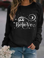 Load image into Gallery viewer, Ladies Christmas Believe Print Sweatshirt
