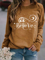 Load image into Gallery viewer, Ladies Christmas Believe Print Sweatshirt
