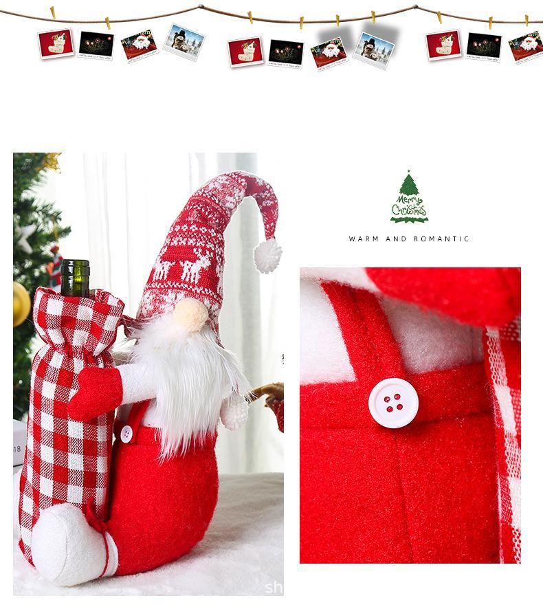 Christmas Ornaments Red Wine Bottle Set Santa Claus Wine Bag Holiday Dress Up