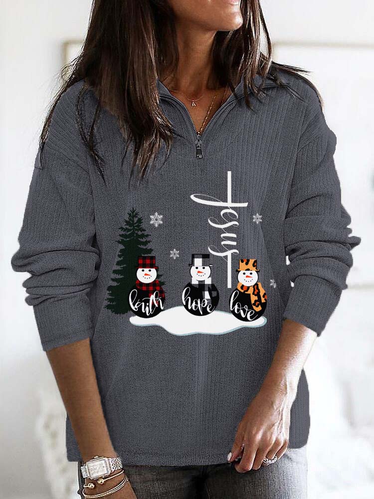 Women's Faith Hope Love Print Zip Top