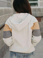 Load image into Gallery viewer, Ladies horse print color block zipper pocket hooded sweatshirt
