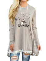 Load image into Gallery viewer, Women&#39;s Dandelion Faith JUST BREATHE Lace Long Sleeve T-shirt
