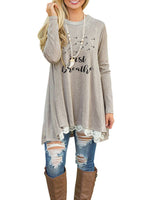 Load image into Gallery viewer, Women&#39;s Dandelion Faith JUST BREATHE Lace Long Sleeve T-shirt
