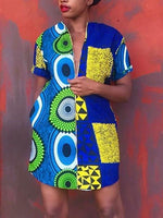 Load image into Gallery viewer, Women&#39;s Casual Zipper African Print Dress
