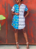 Load image into Gallery viewer, Women&#39;s Casual Stitching Print Short Sleeve Dress
