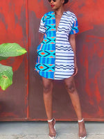 Load image into Gallery viewer, Women&#39;s Casual Stitching Print Short Sleeve Dress
