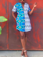 Load image into Gallery viewer, Women&#39;s Casual Stitching Print Short Sleeve Dress
