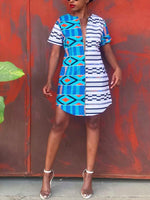 Load image into Gallery viewer, Women&#39;s Casual Stitching Print Short Sleeve Dress
