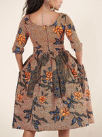 Load image into Gallery viewer, Women&#39;s Sexy Printed U-shaped Back Sleeve Dress
