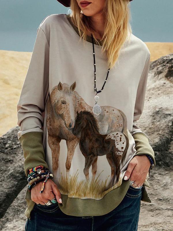 Ladies horse print sweatshirt