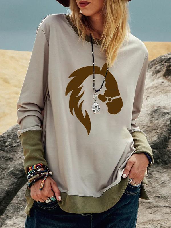 Ladies horse print sweatshirt