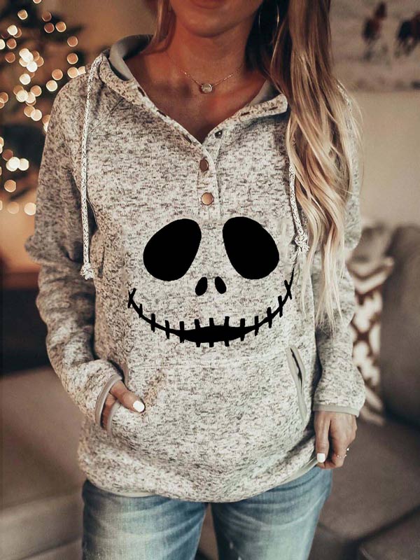 Ladies casual Halloween devil print sweatshirt