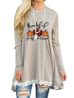Load image into Gallery viewer, Women&#39;s Thankful Grateful And Blessed Lace Long Sleeve T-shirt
