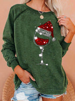 Load image into Gallery viewer, Christmas Red Wine Glass Print Cozy Sweatshirt
