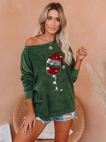 Load image into Gallery viewer, Christmas Red Wine Glass Print Cozy Sweatshirt
